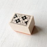 オリジナルスタンプ(はんこ):お花柄の切手(白)