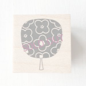 画像2: オリジナルスタンプ(はんこ):うちわ柄(黒)