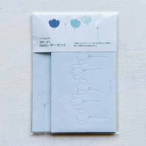 画像1: 箔押し加工のminiレターセット　つぼみブルー