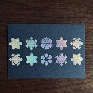 画像1: 箔押しメッセージカード(A7サイズ)：ミッドナイトブルー　雪柄オーロラ箔　3枚入