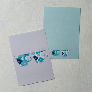 画像1: memo便せん（一筆せん）： ペアカップライトブルー柄　5枚入　【両面印刷:裏面は柄&ドット罫入】