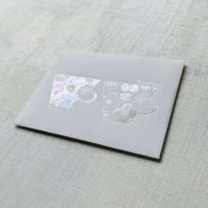 画像2: 箔押し加工のminiレターセット　ペアカップ柄プリズム箔xホワイト