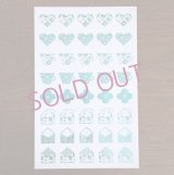 【オンライン先行販売品】箔押し加工トレーシングシール　ハート手紙カップ　ターコイズブルー