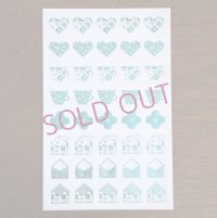 【オンライン先行販売品】箔押し加工トレーシングシール　ハート手紙カップ　ターコイズブルー