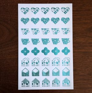 画像1: 【オンライン先行販売品】箔押し加工トレーシングシール　ハート手紙カップ　ターコイズブルー