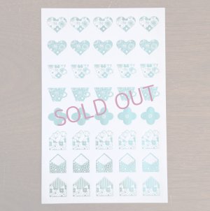 画像1: 【オンライン先行販売品】箔押し加工トレーシングシール　ハート手紙カップ　ターコイズブルー