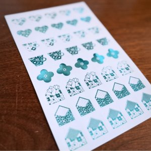 画像2: 【オンライン先行販売品】箔押し加工トレーシングシール　ハート手紙カップ　ターコイズブルー