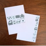 memo便せん（一筆せん）： 手紙モノクロ柄　5枚入　【両面印刷:裏面は柄&ドット罫入】