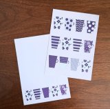 memo便せん（一筆せん）： カップ紫柄　5枚入　【両面印刷:裏面は柄&ドット罫入】