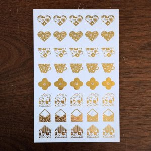 画像1: 箔押し加工トレーシングシール　ハート手紙カップ　ゴールド