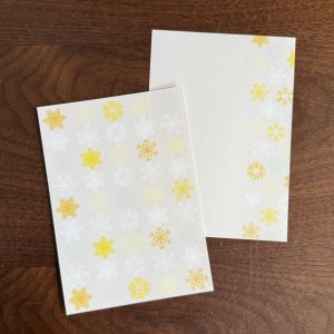 画像1: memo便せん（一筆せん）： 雪模様イエロー柄　5枚入　【両面印刷:裏面は柄&ドット罫入】