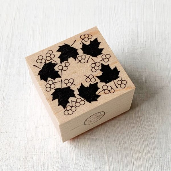 画像1: オリジナルスタンプ(はんこ):メープルリーフと実リース柄 (1)