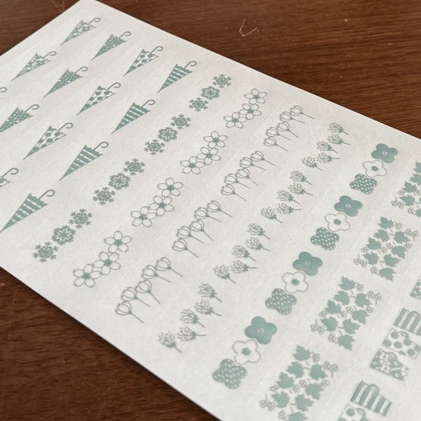 画像2: 箔押し加工トレーシングシール　傘・お花・メープル　パールブルー (2)