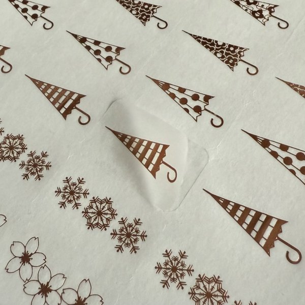 画像3: 箔押し加工トレーシングシール　傘・お花・メープル　ブロンズ (3)